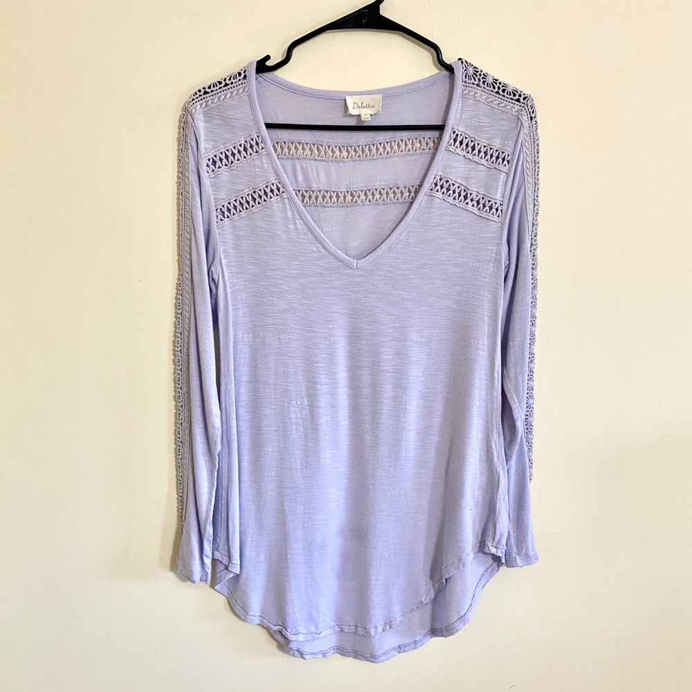 Anthro Deletta Lavender Line V-Neck Tunic Sz S